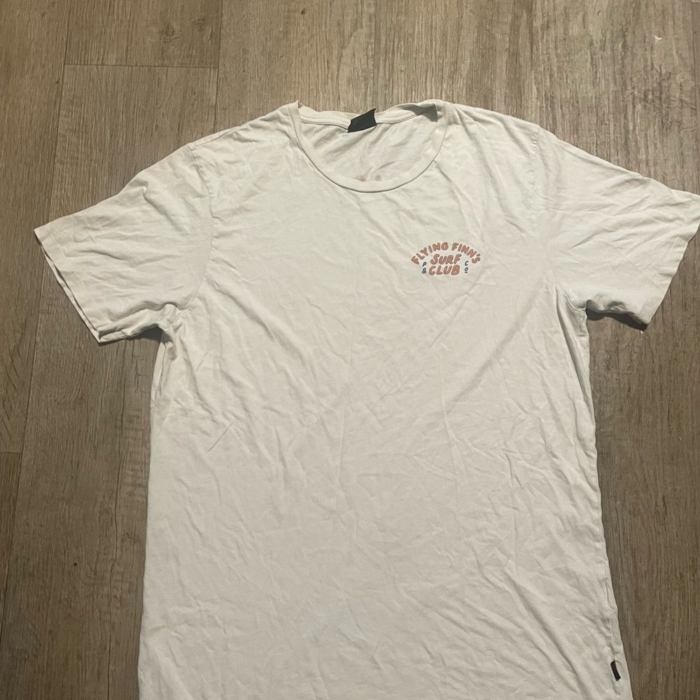 P&Co Flying Finns Surf Club Graphic Tee White Off-White Cream Short Sleeve Shirt